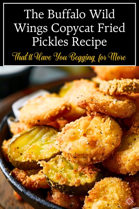 🥒 Craving the perfect snack? This Buffalo Wild Wings copycat fried pickles recipe is crispy, tangy, and downright irresistible! Perfectly seasoned and fried to golden perfection, these pickles are the ultimate appetizer for any occasion. Serve them with your favorite dipping sauce and watch them disappear! #FriedPickles #CopycatRecipes #Appetizers Fried Pickles Dipping Sauce, Buffalo Wild Wings Fried Pickles Recipe, Best Fried Pickles Recipe, Appetizers Restaurant, Best Fried Pickles, Homemade Fried Pickles, Fried Pickle Recipe, Deep Fryer Recipes, Wings Fried