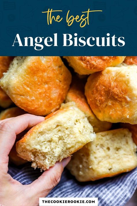 Dive into the world of homemade goodness with these Angel Biscuits – golden, buttery tops and a light, fluffy texture make them a delight for any meal. Quick and easy, ready in just 15 minutes! Perfect side dish for fall or winter meals or special occasions like Thanksgiving and Christmas. Angel Bread, Yeast Biscuits, Eggs Diet, Angel Biscuits, Southern Buttermilk Biscuits, Frozen Biscuits, Fluffy Light, The Cookie Rookie, Savoury Biscuits