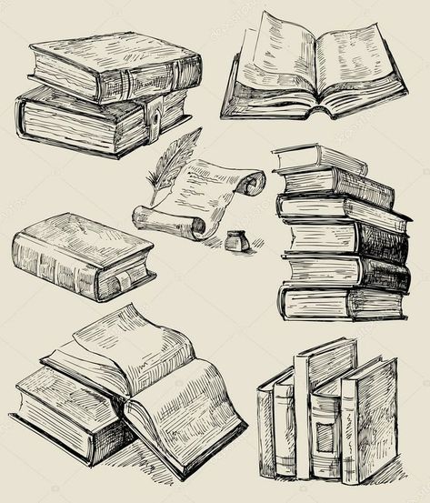 Library Drawing, Texture Sketch, Learn Animation, Object Drawing, Book Tattoo, Book Drawing, Sketch Inspiration, Dog Tattoos, Stack Of Books