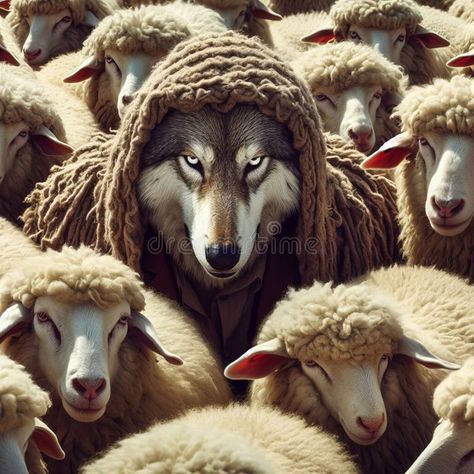 Flock Sheep Wolf Stock Illustrations – 113 Flock Sheep Wolf Stock Illustrations, Vectors & Clipart - Dreamstime Wolf Among Sheep, Wolf In Sheeps Clothing Wallpaper, Wolf Wearing Sheep Skin, A Wolf In Sheep's Clothing, Wolf In Sheep’s Clothing, Wolves In Sheeps Clothing, Lamb And Wolf, Wolf And Sheep, Wolf Sheep