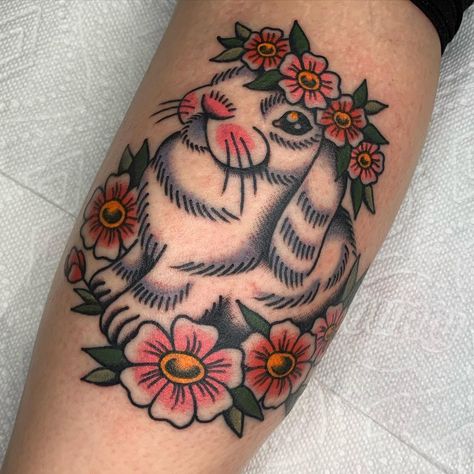 Traditional Tattoo Rabbit, Rabbit Tattoo, Bunny Tattoos, Rabbit Tattoos, Simple Tattoo Designs, Traditional Tattoo Design, Nature Tattoos, Forearm Tattoo, Animal Tattoos