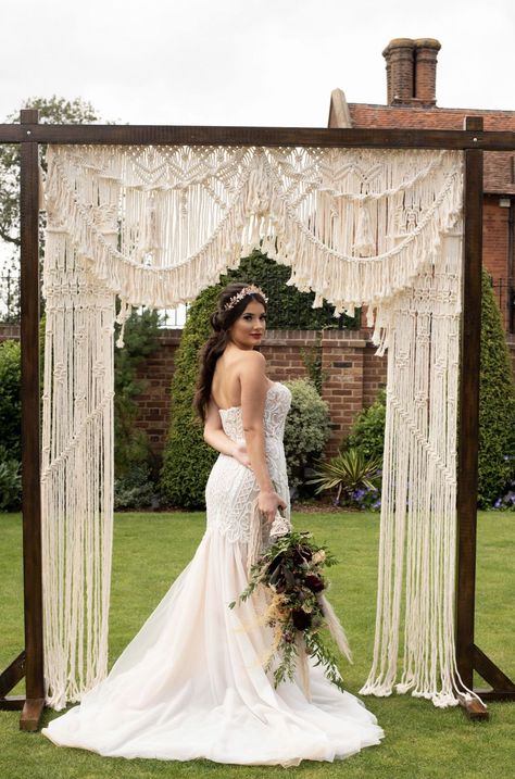 Our wooden archmacrame makes for the perfect backdrop for your big day.......framing you at the ceremony......It’s all about the details and it can be used after the ceremony as a Photobooth/selfie backdropbohowedding macramewedding weddingbackdrops weddingarch ceremonybackdrop venuestyling laureldesignstudio Macrame Ceremony Backdrop, Photobooth Selfie, Arch Macrame, Selfie Backdrop, Rustic Arch, Macrame Wedding Arch, Contemporary Floral Design, Macrame Wedding Decor, Macrame Arch