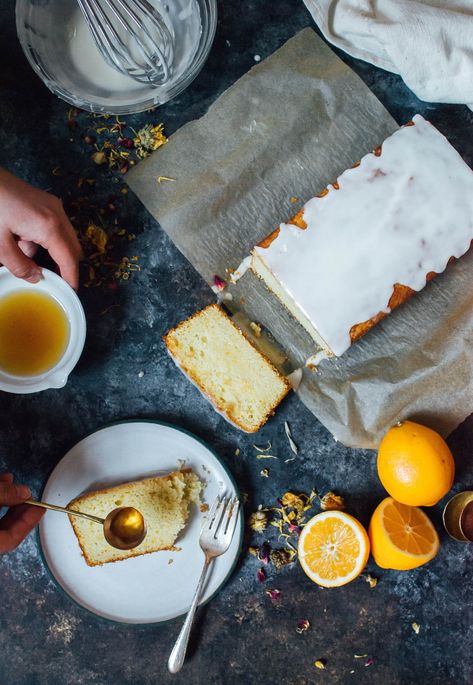 Lemon Chamomile Tea Loaf with Honey Glaze – Crumbs & Nibbles Chamomile Cake, Chamomile Recipes, Chamomile Tea Recipe, Tea Loaf, Almond Bread, Honey Tea, Honey Glaze, Baking Blog, Chamomile Tea