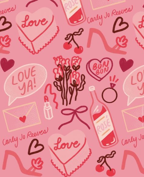 Galentine’s Party Candy Heart Illustration, Valentines Day Elements, Valentines Illustration Art, Valentines Day Illustration Design, Typography Zine, Valentine Graphic, Painted Frames, Valentine's Day Illustration, Valentines Illustration