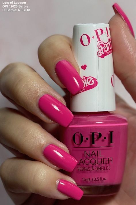 Opi Barbie Pink, Opi 2023, Pink Nails Opi, Nails Barbie, Barbie Land, Barbie Pink Nails, Hi Barbie, Fancy Nails Designs, Pink Polish