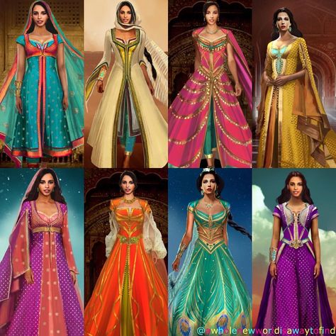 Jasmine costume concept Art - - - - - - - - #aladdin #princessjasmine #genie #dalia #magiccarpet #abu #iago #rajah #aladdinandjasmine… Arabian Nights Dress, Costume Concept Art, Arabian Nights Prom, Pigment Nails, Disney Princess Inspired Dresses, Princess Jasmine Dress, Costume Concept, Princess Jasmine Costume, Arabian Princess