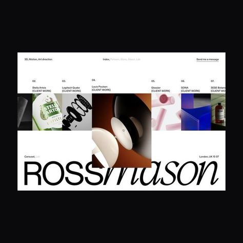 Gil Huybrecht — Designer on Instagram: "First project launch of the year 🙌  Had to pleasure to help out the talented @iamrossmason with his new portfolio website.  Feels so good to finally share this one with you after been sitting on it for some time now.  Special shoutout the lama wizard @jesperlandberg222 for making this as smooth as butter. The lama faced a lot of challenges on this one and worked all of them out. Mcdo gift card coming your way.  Link in story if you want to check it out. Let me know what you think✌️  #uidesign #uidesigner #uxdesign #uxdesigner #webdesigner #web_design #webdesigninspiration #minimalist #clean  #typography #welovewebdesign #visualdesign #branding #graphicdesigners #graphicdesign #interactiondesign #creativedeveloper #creative #developer #portfolio #per Gift Card Website Design, How It Works Web Design, Card Website Design, Graphic Designer Portfolio Website, Portfolio Design Website, Creative Portfolio Design, Web Developer Portfolio Website, Minimalistic Website Design, Developer Portfolio