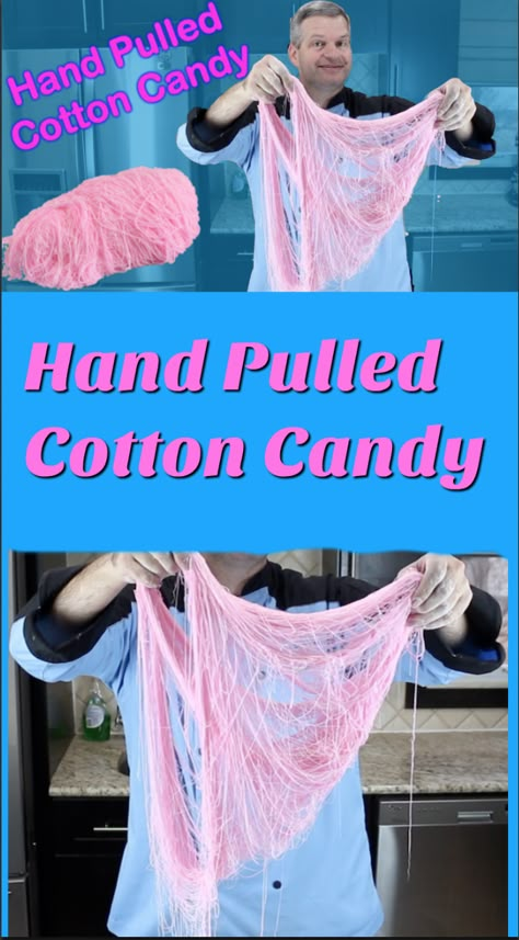 Hand Pulled Cotton Candy Recipe, Making Cotton Candy At Home, Easy Cotton Candy Recipe, Cotton Candy Recipe Homemade, Dragon Beard Candy Recipe, Cotton Candy Ideas To Sell, Dragons Beard Candy Recipe, How To Make Cotton Candy Without Machine, How To Make Cotton Candy