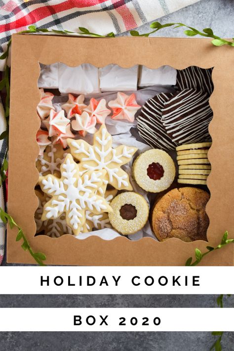 Holiday Treats Gifts Boxes, How To Package Christmas Treats, Best Cookies To Give As Gifts, Cookie Box Christmas Gift Ideas, Christmas Baking Gifts Packaging, Christmas Goodie Box Ideas, Christmas Treats Gift Box Ideas, Cookie Container Ideas Gift Boxes, Christmas Box Cookies