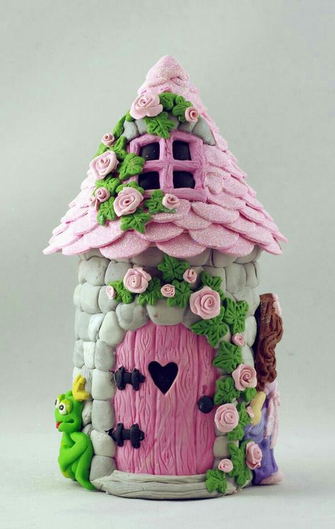 Diy Fimo, Diy Polymer Clay, Clay Fairy House, Polymer Clay Fairy, Clay Jar, Fairy House Diy, Clay Fairies, Fairy Crafts, Tanah Liat