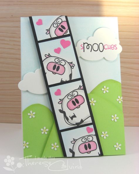 Idea for stamp use for Spellbinders die or embossing folder Paper Smooches, Cardmaking Ideas, A Cow, Animal Cards, Lawn Fawn, Card Sketches, Card Layout, Card Making Ideas, Creative Cards