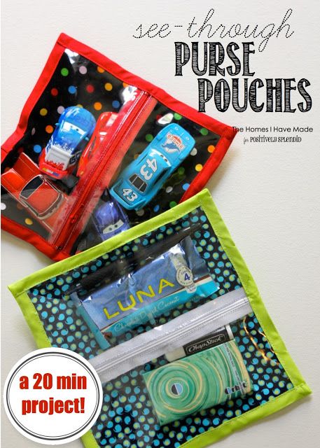 See-Through Zipper Pouches - So easy to make, and perfect for organizing small items in diaper bags, purses, gym bags and more! Sew Simple, Pouch Tutorial, Zipper Pouches, Sewing Purses, Simple Ideas, Sewing Projects For Beginners, Easy Sewing Projects, Purim, Sewing For Beginners