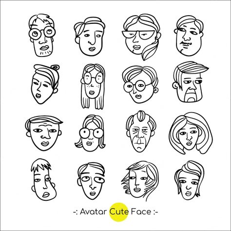 Avatar Doodle, Doodle Human, Face Doodles, Quick Writes, Comic Book Drawing, Person Drawing, Cartoon Hair, Vector Food, Vi Design