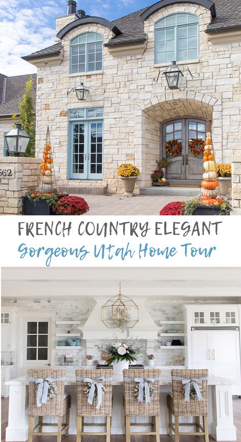 A gorgeous Utah home tour that is one of the prettiest French country homes I've seen! It's grand in scale, yet decorated for real life family and friends. #utahhomes #beautifulhomes #elganthomedesign #frenchcountryhome #frenchcountrydesign #homedesign #homeideas #designideas #bluedecor French Country Decorating Ideas, Diy French Country Decor, Decoraciones Ramadan, French Country Farmhouse Decor, French Style Chairs, Country Decorating Ideas, Utah Home, Modern French Country, French Farmhouse Decor