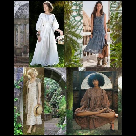 airy, flowing, natural, a bit victorian old style, courteous Flamboyant Natural Cottagecore, Angelic Style Essence Outfit, Dramatic Ethereal Essence, Ethereal Style Essence, Natural Ethereal Essence, Ethereal Fashion Casual, Ethereal Essence Outfits, Oneiric Essence, Ethereal Aesthetic Fashion Casual