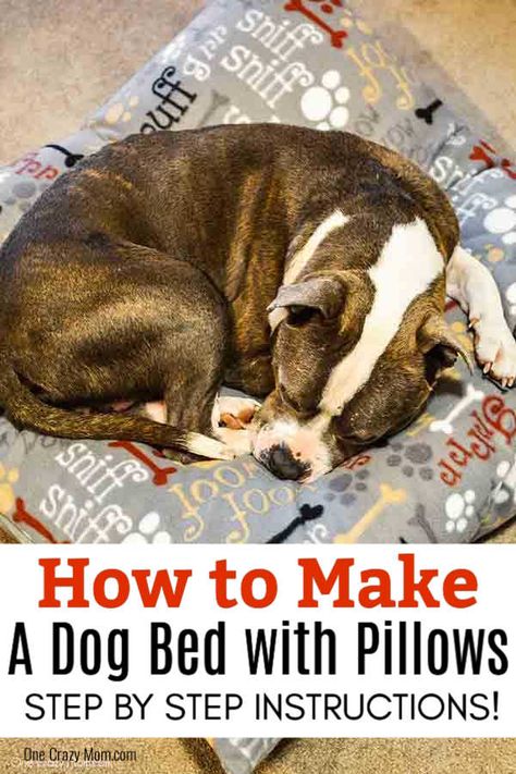 Diy Pillow Dog Bed, Dog Bed From Old Pillows, Dog Bed Sewing Pattern Free, Diy Dog Beds For Large Dogs Easy, Dog Blankets Diy How To Make, How To Make A Dog Bed, Date Gifts For Him, Diy Dog Blankets, Diy Dog Bed Pillow