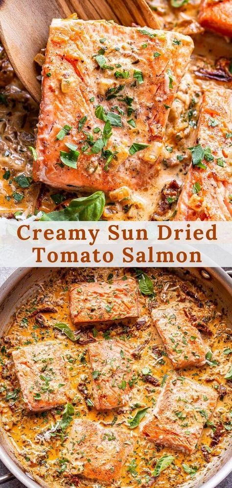 Sun Dried Tomato Salmon, Seared Salmon Recipes, Sun Dried Tomato Sauce, Pan Fried Salmon, Pan Seared Salmon, Seared Salmon, Salmon Recipe, No Dairy Recipes, Pan Seared