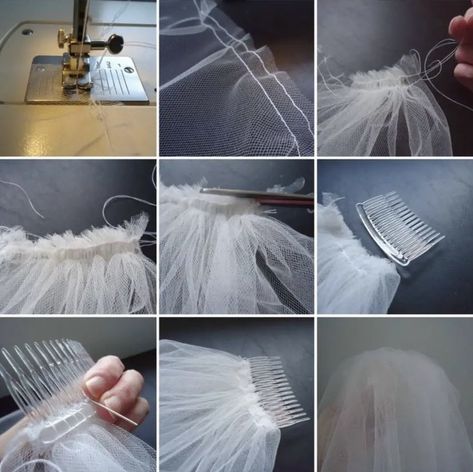 Diy Veil Wedding, Veil Diy, Elegant Long Sleeve Wedding Dresses, Green Wedding Decorations, Diy Wedding Veil, Bridal Veils And Headpieces, Bride Head, Diy Hair Accessories Ribbon, Barbie Wedding Dress