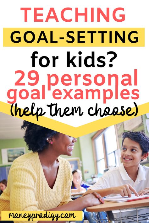 Teaching goal setting for kids? It can be hard for them to choose a goal sometimes that's on their level. This list of 29 personal goal examples for kids is really helpful. Goal Setting For Kids, Career Goals Examples, Teaching Kids Money, Kids Money Management, Goals Examples, Life Skills Kids, Academic Life, Money Activities, Goal Examples