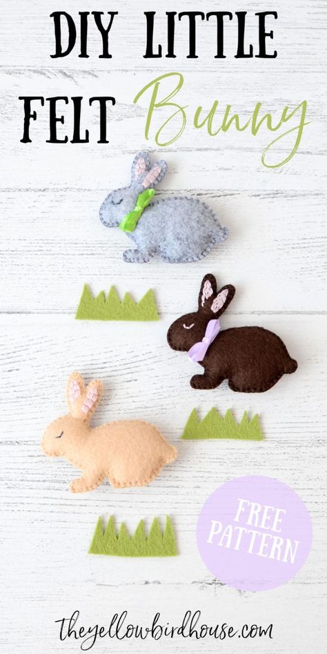 A simple tutorial for the cutest little felt bunny diy you ever saw! Complete this easy sewing project in under an hour using the free pattern. Felt Rabbit Pattern Free, Embroidery Designs Drawing, Easy Embroidery Designs, Animals Embroidery Designs, Bunny Diy, Animals Embroidery, Felt Bunny, Animal Embroidery Designs, Easy Embroidery