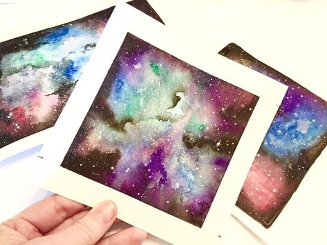 Fun Watercolor Galaxy Painting Tutorial 70s Astrology, Galaxy Painting Tutorial, Galaxy Tutorial, Astrology Party, Space Watercolor, Fun Watercolor, Watercolor Landscapes, Watercolor Beginner, Painting Creative