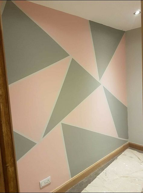 Pink Gray Bedroom, Girls Room Paint, Bedroom Wall Designs, Bedroom Wall Paint, Pink Bedrooms, Wall Paint Designs, Geometric Decor, Bedroom Paint