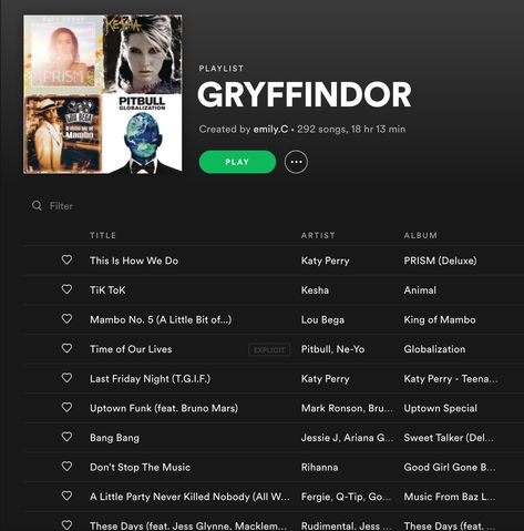 Gryffindor Playlist Songs, Gryffindor Songs, Gryffindor Playlist, Hogwarts Songs, Kesha Animal, Lou Bega, Dark Academic, Academic Life, Gryffindor Aesthetic