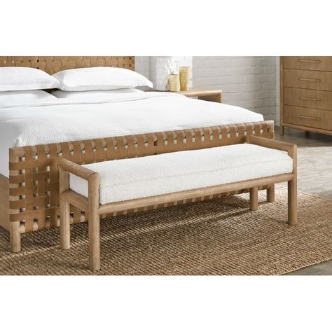 Birch Lane Colleen Polyester Upholstered Bench - Wayfair Canada Brown Chest Of Drawers, Brown Nightstands, Brown Dresser, Brown Bed, Bed Bench, Bedroom Space, Simple Silhouette, Boucle Fabric, Wood Bench