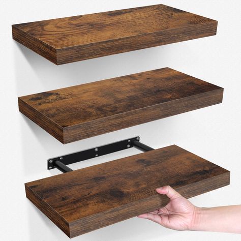 Shelf Holders Ideas, Raw Edge Floating Shelves, Floating Shelves Over Bed, Wood Shelves Kitchen, Heavy Duty Floating Shelves, Wood Mantle Fireplace, Wall Decor For Bathroom, Mantle Fireplace, Aesthetic Furniture