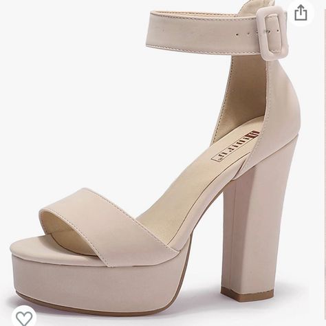 Nude Platform Heels, Nude Heeled Sandals, Sandals Chunky, Heels Block, Wedding After Party, Chunky Heel Shoes, Heels Wedding, Platform High Heel Shoes, Open Toe Heels