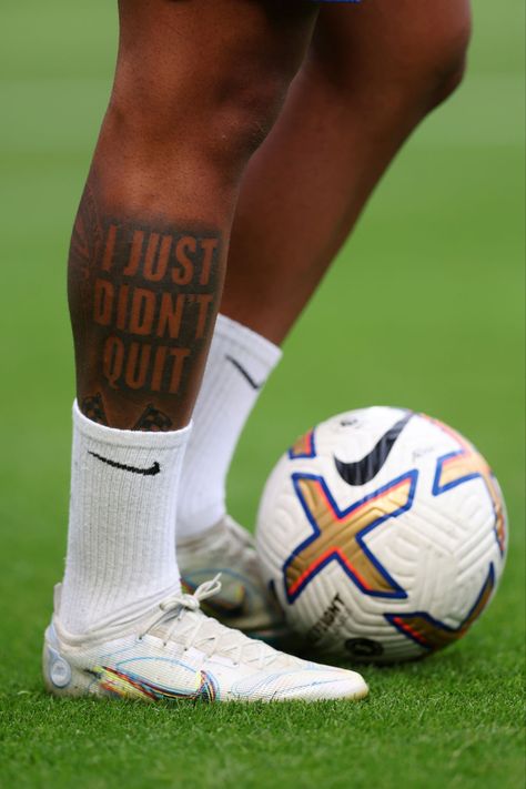 Football Tattoo Ideas For Men Arm, Soccer Player Tattoos, Chelsea Football Club Wallpapers, Soccer Tattoos, Brother And Sister Tattoo Ideas, Arm Tattoos For Guys Forearm, Tattoo Font For Men, Sister Tattoo Ideas, Reece James