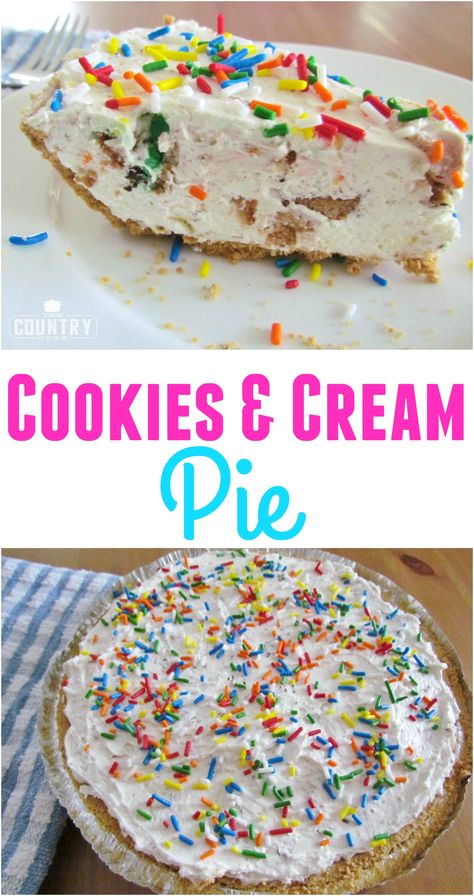 No-Bake Cookies and Cream Pie recipe from The Country Cook Mo Bake Cookies, Cookies And Cream Pie, Easy No Bake Cookies, Best Banana Pudding, Cookies Cream, Country Cook, Cream Pie Recipes, The Country Cook, Cook Recipes