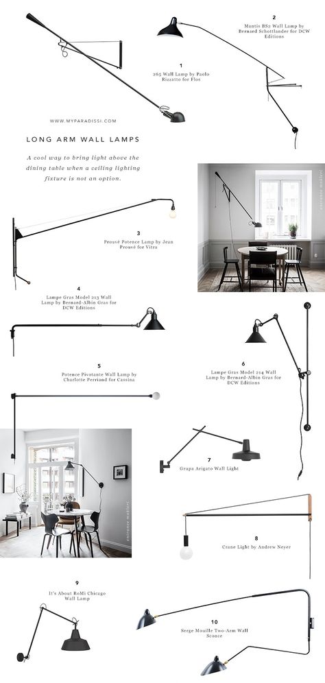 Lamp Over Table Dining Rooms, Lamp For Table, Long Arm Lamp, Wall Light Dining Table, Wall Light Dining Room, Wall Lamp Arm, Light Fixture Dining Table, Long Arm Wall Lamp, Flos Wall Light