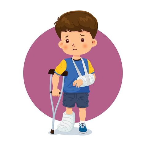 Broken Arm, Crutches, Book Illustrations, Iconic Photos, Children's Book Illustration, Vector Photo, Premium Vector, Graphic Resources, Childrens Books