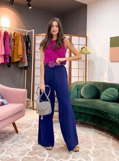 Bright Winter Color Palette Outfits, Blue Pants Outfit, Cute Office Outfits, Colour Combinations Fashion, Color Combinations For Clothes, Cool Winter, Deep Winter, Winter Outfits For Work, Fashion Mistakes