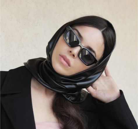 Faux Leather Women Headscarf, Soft Vegan Leather Balaclave Babushka Shawl, Head Square Kerchief, Leather Khimar - Etsy UK Leather Scarf, Head Scarf, Leather Women, Latest Fashion Trends, Vegan Leather, Scarf Accessory, Faux Leather, Bathing Beauties, Electronic Accessories