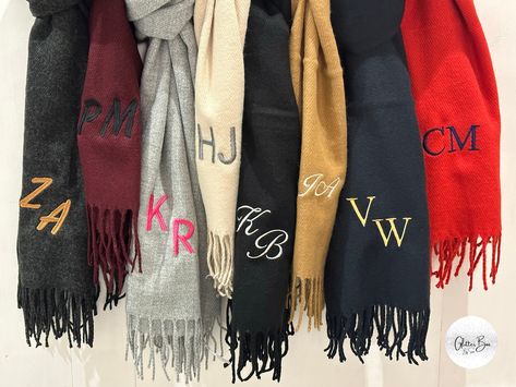 Chunky Font, Personalized Scarves, Luxury Scarf, Embroidered Initials, Embroidered Scarf, Luxury Scarves, Oversized Scarf, Great Gifts For Men, Unisex Accessories