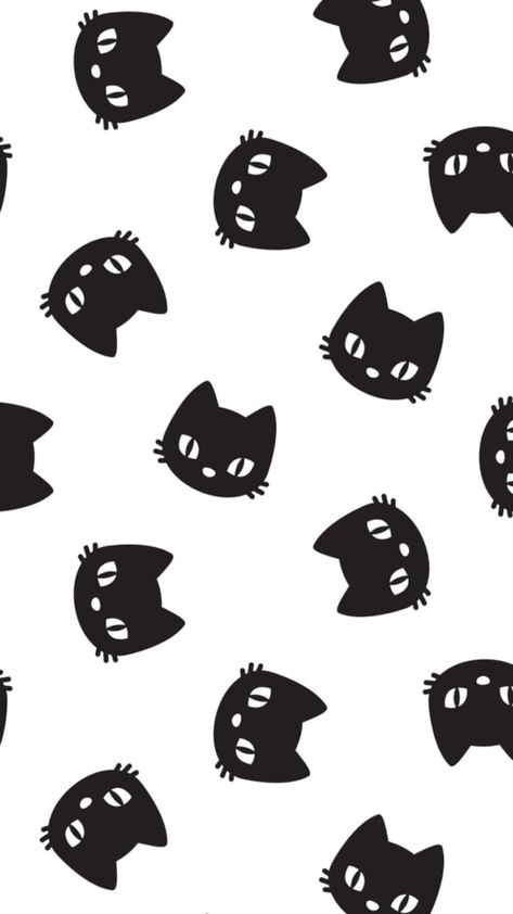 Black Cat Pattern, White Halloween Wallpaper, Cat Halloween Wallpaper, Cat Background, Bow Wallpaper, Halloween Wallpaper Iphone, Black And White Background, Iphone Wallpaper Themes, Handmade Sticker