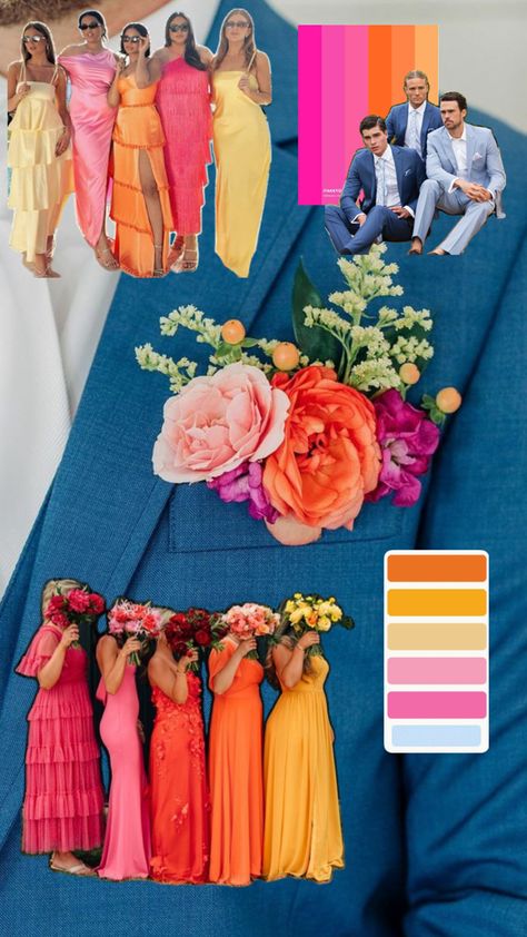 Sunset Color Palette Wedding, Tropical Wedding Color Palette, Debut Decorations, Sunset Wedding Colors, Sweet 15 Party Ideas Quinceanera, Sweet 15 Party Ideas, Color Palette Wedding, Sunset Color Palette, Sunset Color