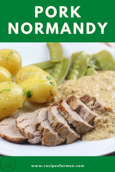 This easy recipe will show you how to make Pork Normandy, a dish inspeired by Norman ingredients from Normandy in the north of France. Pork normandy recipe, pork normandy, normandy pork casserole… More Pork Normandy, Apple Sauce For Pork, Creamy Apple Cider, Europe Recipes, Vegetarian French Onion Soup, Apple Cider Sauce, Baked Pork Tenderloin, Pork Casserole, Pork Sauce