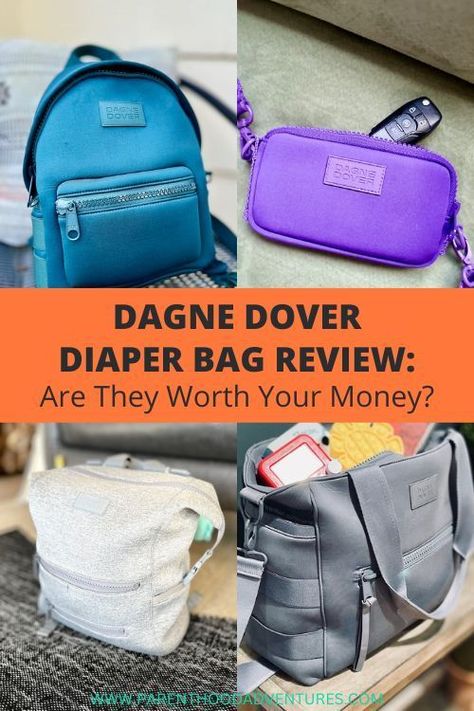 A detailed review of the Dagne Dover diaper bags, from the popular backpack version, to the tote bag, as well as smaller accessories to help you decide if they are worth your money. If you are shopping for a multi-functional, stylish and practical diaper bag, this honest review is for you! #DiaperBag #DagneDover Functional Travel Diaper Bag With Detachable Strap, Dagne Dover Diaper Bag, Versatile Diaper Bag With Detachable Strap For On-the-go, On-the-go Diaper Bag With Detachable Handle, Diapering Essentials, Travel Diaper Bag With Removable Pouch, Rectangular, Popular Backpacks, Dagne Dover, Diaper Bag Organization