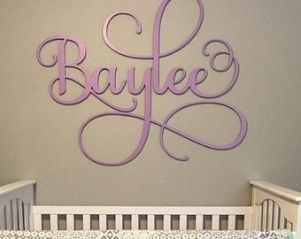 Wooden Name Signs Wooden Monograms Gifts by LesBellesMonogram Glitter Nursery, Wooden Letters For Nursery, Nursery Name Decor, Baby Room Signs, Last Name Wood Sign, Name Decor, Name Wall Decor, Custom Name Sign