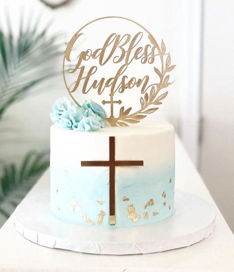 Boys Holy Communion Cake, Boy Baptism Cake Ideas, Christening Cake Boy Simple, 1st Holy Communion Cake, Holy Communion Cake Boy, Ordination Cake Ideas, Baptismal Cake Boy One Layer, 1st Communion Cakes, Baby Boy Baptism Cake