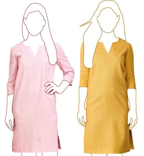 Neckline Shapes, Easy Tunic Sewing Pattern Free, Free Tunic Patterns For Women, Tunic Dress Pattern Free, Basic Dress Pattern Free, Long Sleeve Tunic Pattern, Diy Tunic Dress, Tunic Patterns For Women, Simple Tunic Pattern