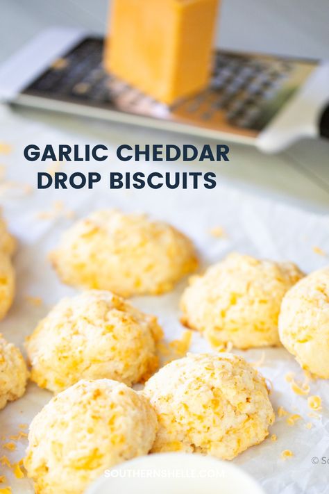 This is the recipe you need when you want the cozy comfort of a biscuit, without having to spend a whole lot of time in the kitchen.  Pin this one later!

#garlic #cheddar #biscuits Cheddar Drop Biscuits, Garlic Cheddar Biscuits, Drop Biscuits Recipe, Spoon Cookies, Garlic Cheddar, Sweet Potato Biscuits, Homemade Bread Easy, Cream Biscuits, Cheddar Biscuits