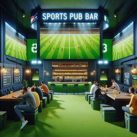 Football Pub, American Sports Bar, Sport Bar Design, Stores Design, Sports Pub, Sports Lounge, Lightning Tattoo, Container Restaurant, Investment Ideas