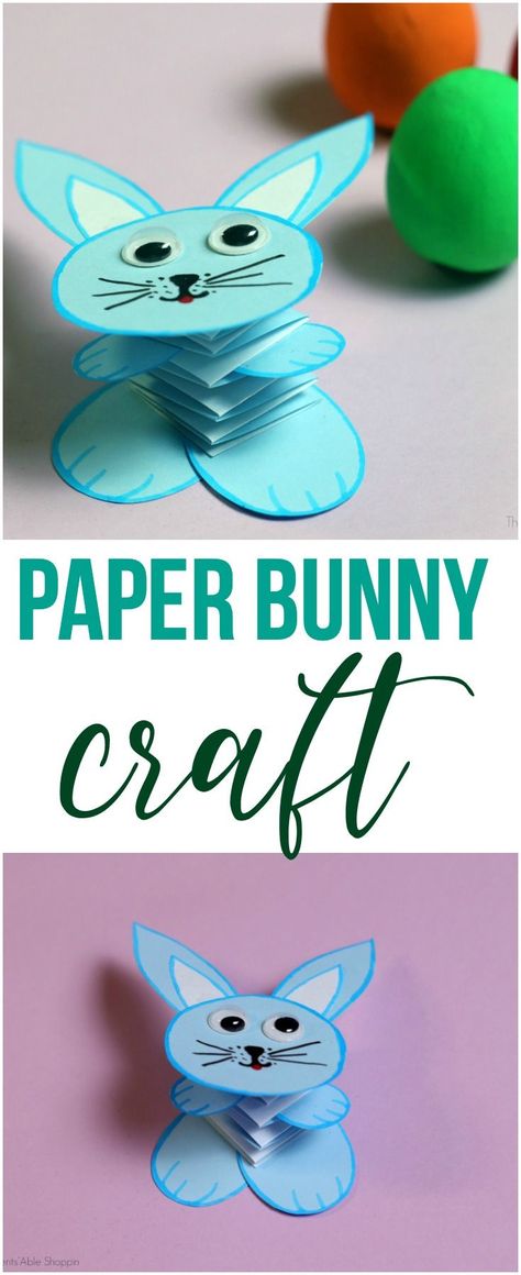 Paper Bunny Craft (+ VIDEO)) 3d Bunny Craft, Easy Bunny Craft, Hopping Bunny Craft, Paper Bunny Craft, Spring Kids Craft, Spring Bunny Crafts, Bunny Crafts For Kids, Card For New Year, New Year Card Ideas