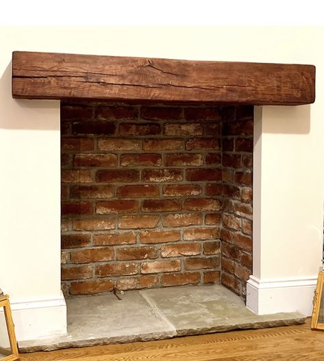 Brick Chimney Breast, Wood Burner Fireplace, Brick Slip, Wood Burning Stoves Living Room, Log Burner Living Room, Brick Slips, Brick Chimney, Brick Tile, Reclaimed Brick