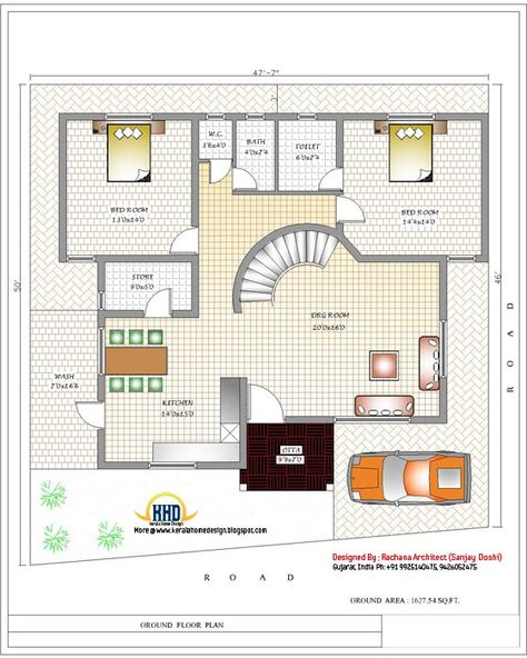 India house plan - Ground floor plan - 3200 Sq.Ft. 3200 Sq Ft House Plans, Design Casa Piccola, Indian House Design, Modern House Floor Plans, Indian House, Indian House Plans, Modern Floor Plans, Free House Plans, Indian Home Design