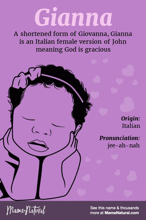 Gianna https://www.mamanatural.com/baby-names/girls/gianna/ List Of Girls Names, Unisex Name, Name Origins, Mama Natural, Gender Neutral Names, Fantastic Baby, Name List, Name Meaning